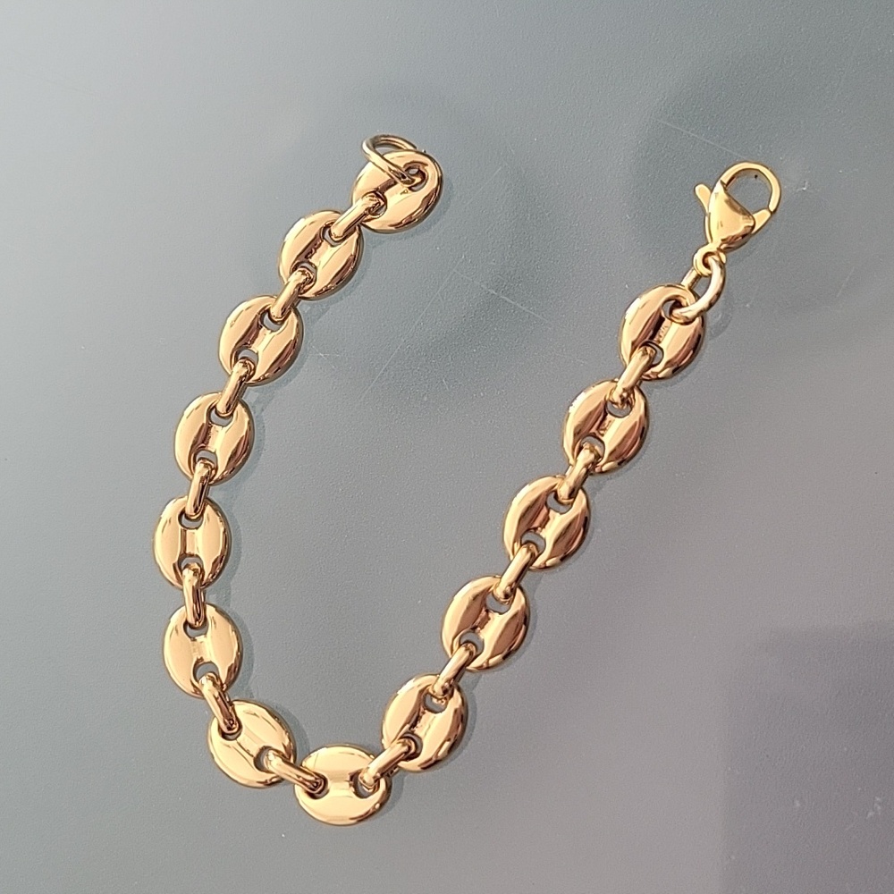 Stainless Steel Gold Tone Coffee Bean Bracelet Women